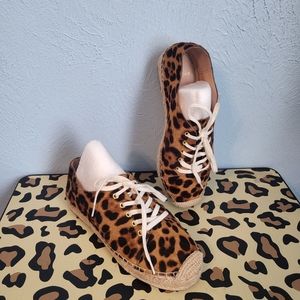 J crew espadrille sneakers in leopard calf hairB5